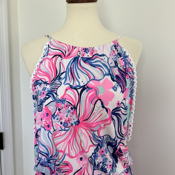 Lilly Pulitzer Gianni Skort Romper Dress Prosecco Pink‎ Make A Splash Floral XS - Picture 2 of 11